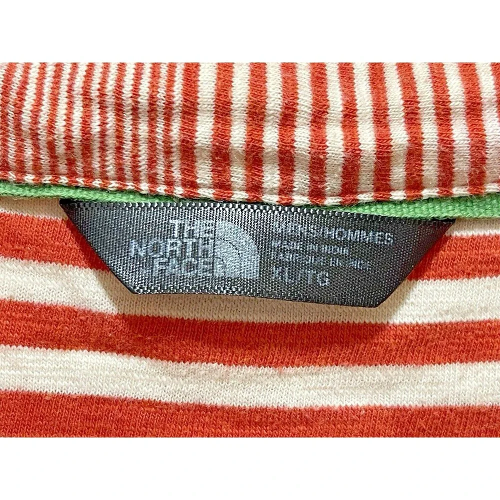 The North Face Men's Polo Shirt XL Short Sleeve Stripe Cotton Orange White